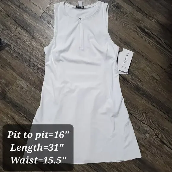 ATHLETA Women Size Medium Ace Tennis Golf White Dress 1/4 Zip Sleeveless NEW - Picture 13 of 14